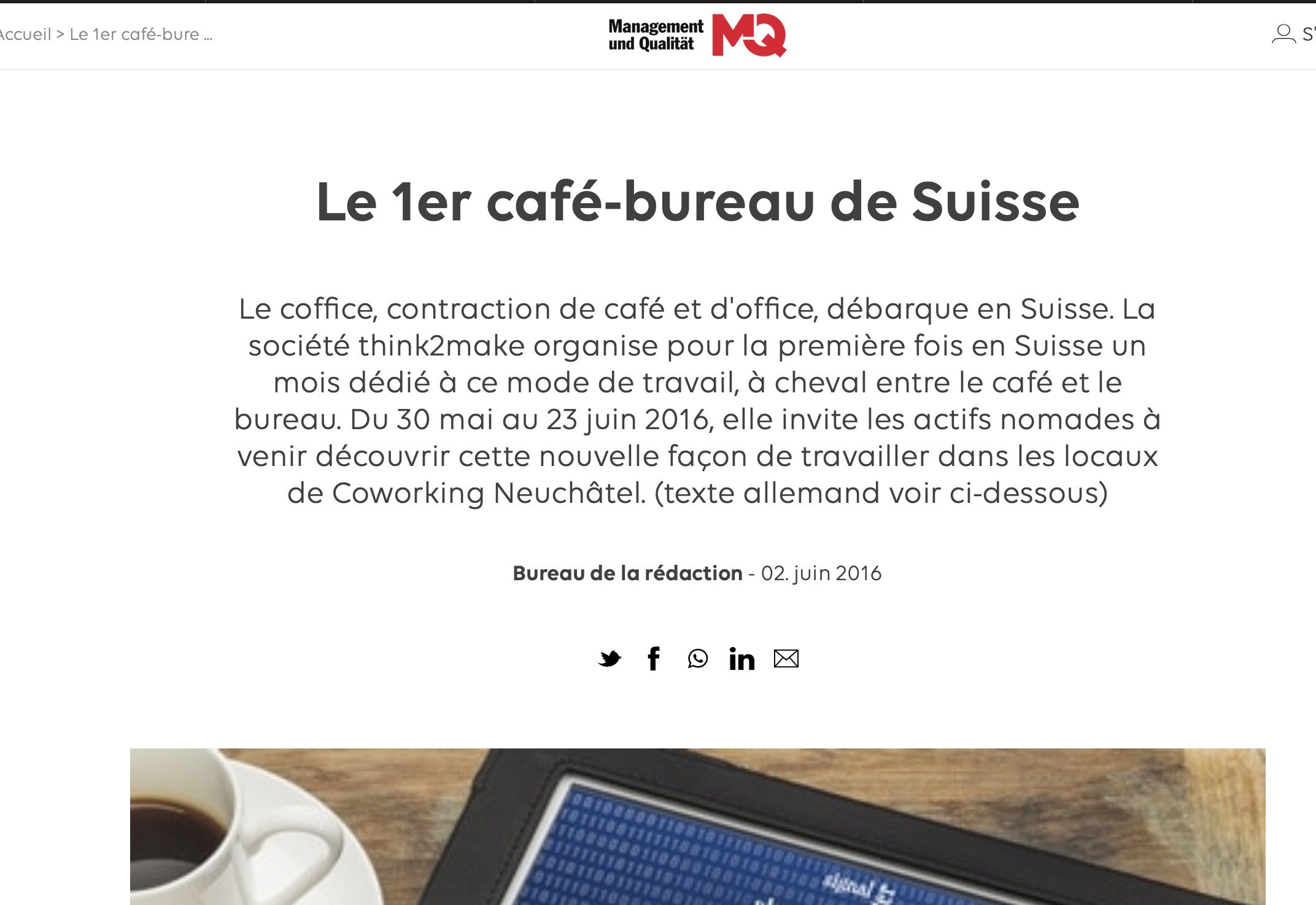 MQ Management und Qualität article about Coffice